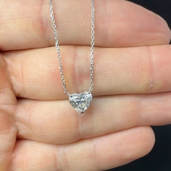 2.00 Carat Heart Brilliant Lab-Grown Diamond Pendant in 14K White Gold - Picture 1 of 5